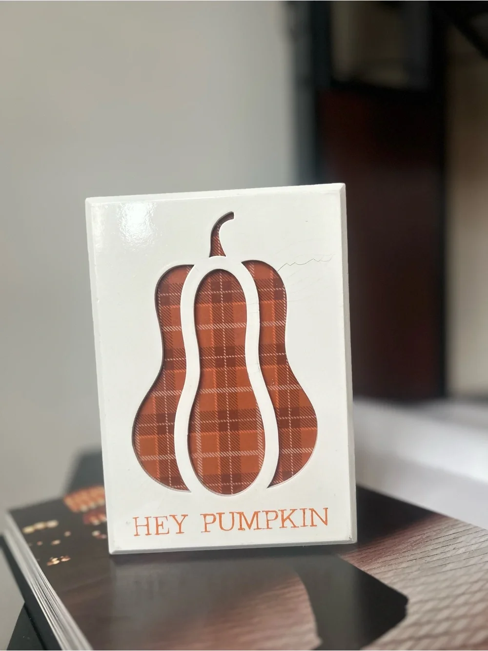 Hey Pumpkin Plaid Gourd Wall Decor - Orange